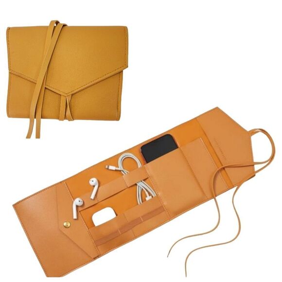 Glass Ladder & Co. Handbags - Glass Ladder & Co. Bags Katherine Tech Vegan Leather Organizer Travel Roll Honey